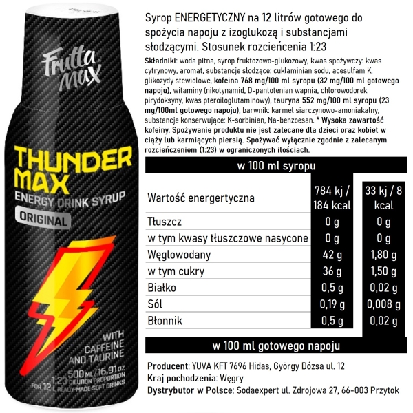 Syrop FruttaMax ENERGY DRINK 500 ml na 12 litrów